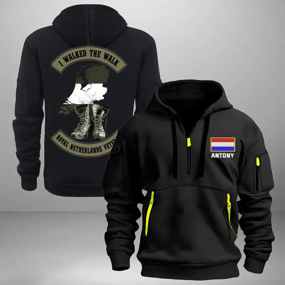 Personalized I Walked The Walk Royal Netherlands Veteran Quarter Zip Hoodie 2D Printed TAQ1044