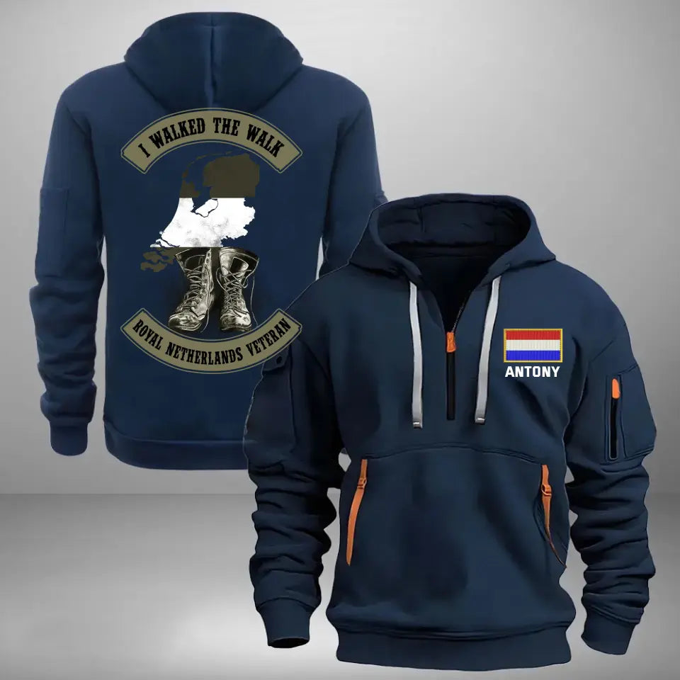 Personalized I Walked The Walk Royal Netherlands Veteran Quarter Zip Hoodie 2D Printed TAQ1044