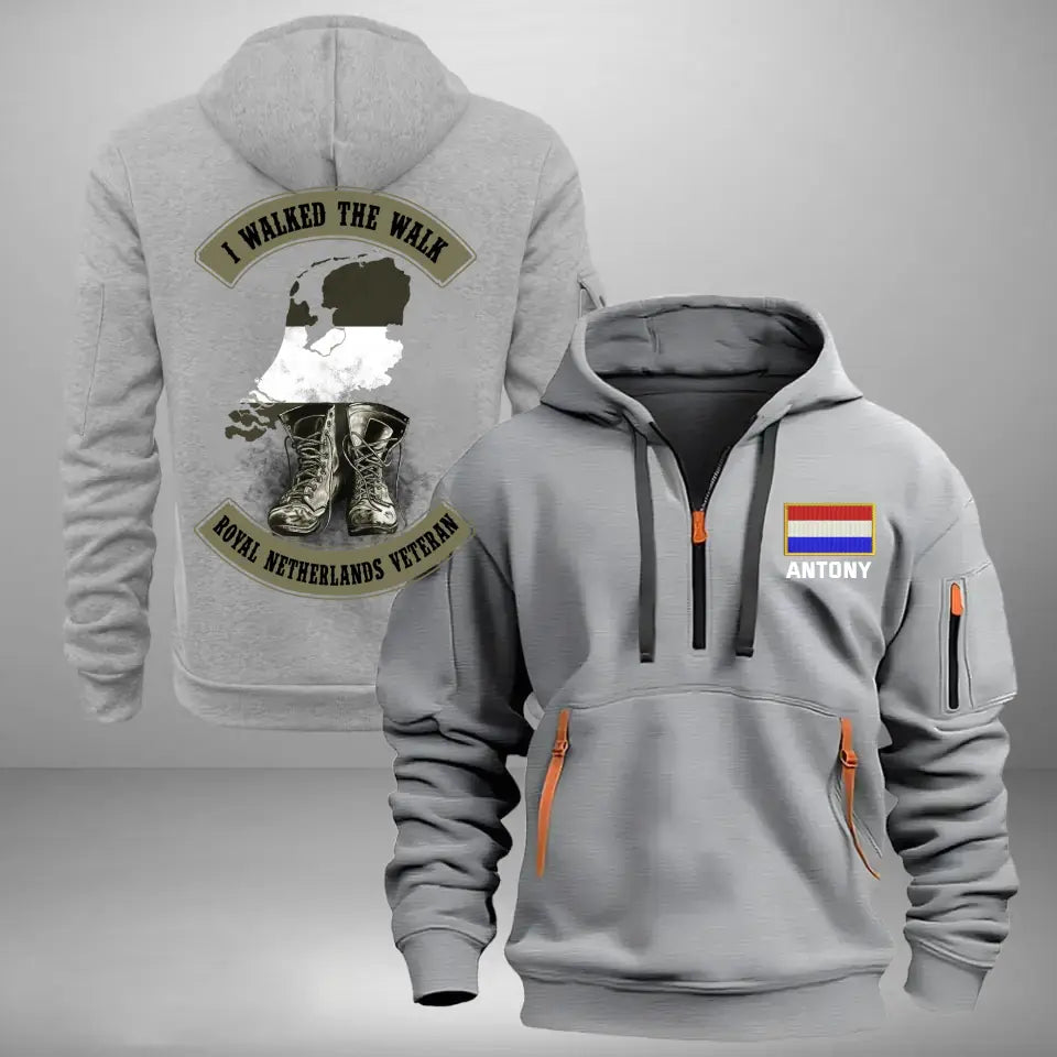 Personalized I Walked The Walk Royal Netherlands Veteran Quarter Zip Hoodie 2D Printed TAQ1044