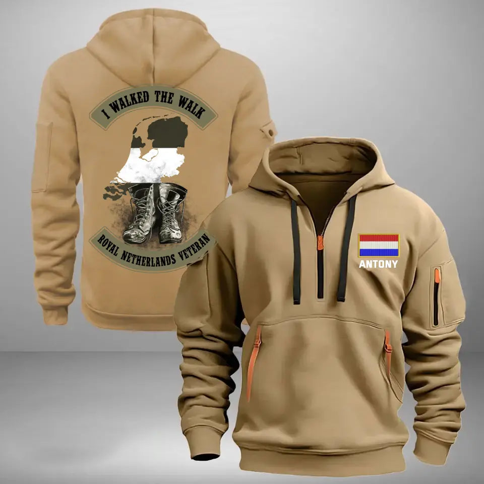 Personalized I Walked The Walk Royal Netherlands Veteran Quarter Zip Hoodie 2D Printed TAQ1044