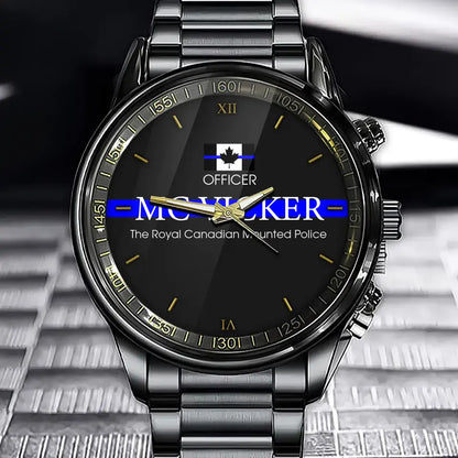 Personalized Canadian Police Flag Blue Line Custom Name & Department Watch Printed TAQ1052