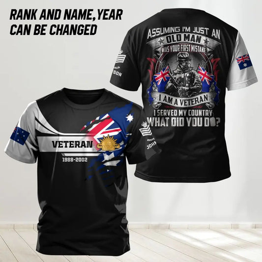 Personalized Australian Veteran/Soldier Tshirt Printed HTH.AP15