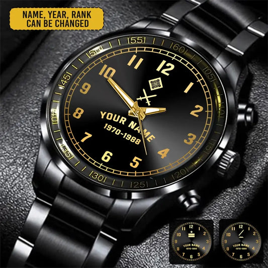 Personalized Ireland Veteran/Soldier Black Stainless Steel Watch Printed QVD.24AP18