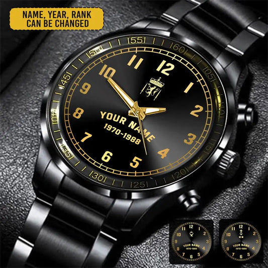 Personalized Norwegian Veteran/Soldier Black Stainless Steel Watch Printed QVD.24AP18