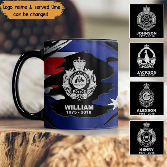 Personalized Australian Police Branch Logo Custom Name & Time Mug Printed TAQ1265