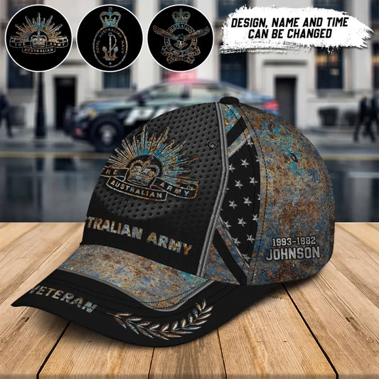 Personalized Australian Veteran Logo Custom Name & Time Cap 3D Printed TAQ1307