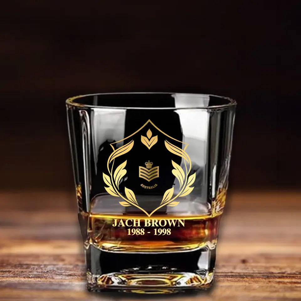 Personalized Australian Veteran/Soldier Printed Whiskey Glass QM.MAY15