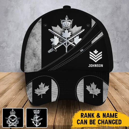 Personalized Canadian Army Logo Australian Rank Custom Name Cap 3D Printed TAQ1334