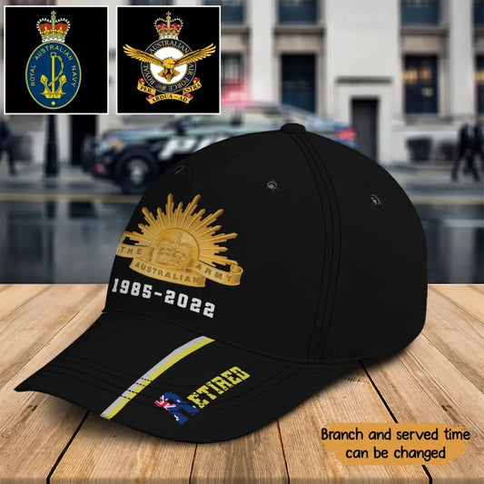 Personalized Retired Australian Veteran Logo Custom Service Time Cap 3D Printed TAQ1369