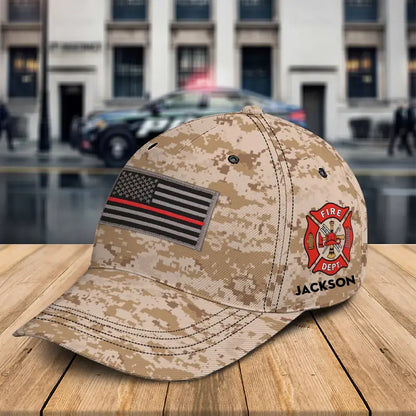 Personalized US Firefighter Flag Custom Name Cap 3D Printed TAQ1291