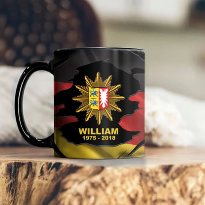 Personalized German Police Logo Custom Name & Time Mug Printed TAQ1361