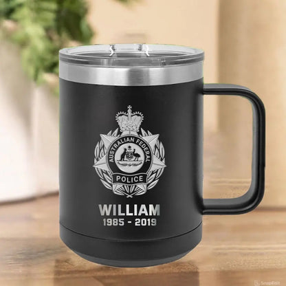 Personalized Australian Police Logo Custom Name & Time Laser Handle Cup Printed TAQ1398