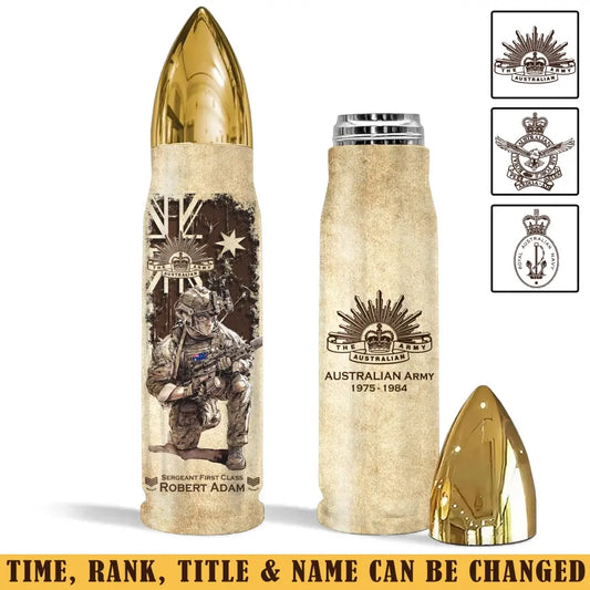 Personalized Australian Veteran Custom Rank & Name Bullet Tumbler Printed TAQ1456