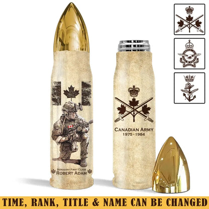 Personalized Canadian Veteran Custom Rank & Name Bullet Tumbler Printed TAQ1456