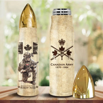 Personalized Canadian Veteran Custom Rank & Name Bullet Tumbler Printed TAQ1456