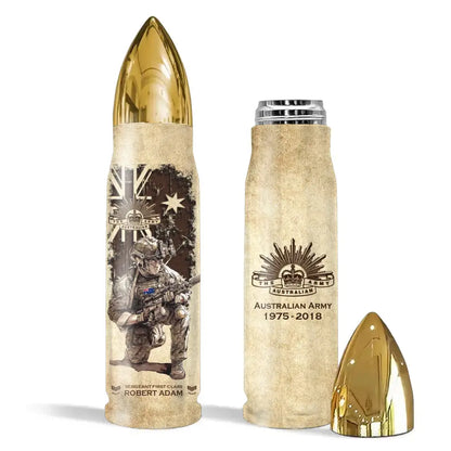 Personalized Australian Veteran Custom Rank & Name Bullet Tumbler Printed TAQ1456