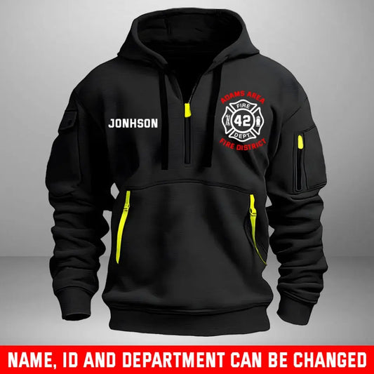 Personalized Canada Firefighter Flag Custom Name & Department Quarter Zip Hoodie 2D Printed TAQ958