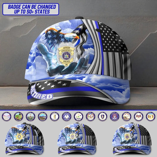 Premium American Pride US Retired US Police Badge Cap Printed SS7824