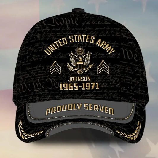 Personalized U.S Veteran Proudly Served Cap All Over Printed SS12108