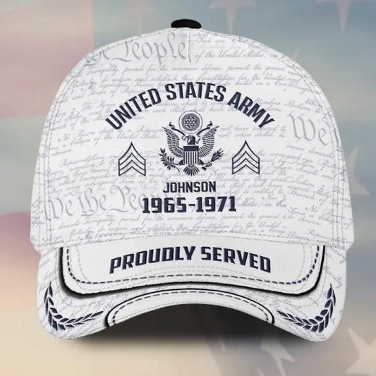 Personalized U.S Veteran Proudly Served Cap All Over Printed SS22108