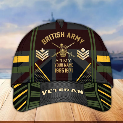 Premium Personalized British Veteran/Soldier Cap All Over Printed SS2008