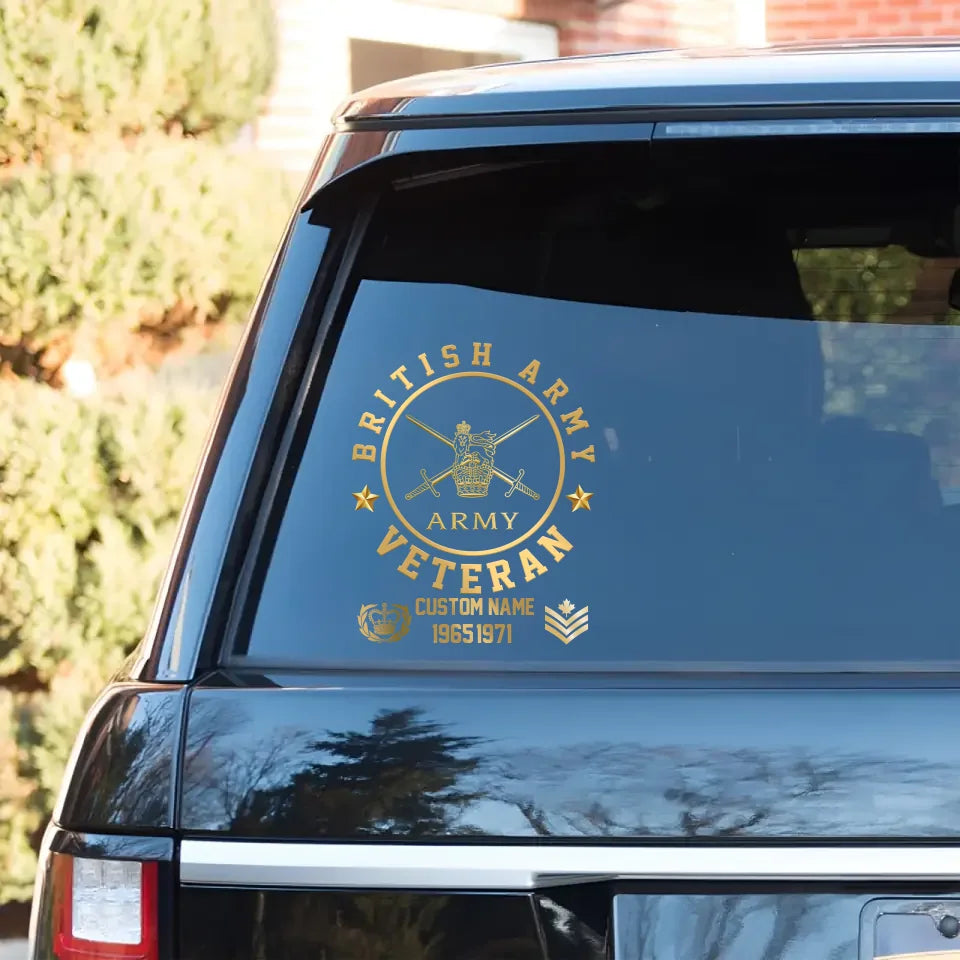 Premium Personalized British Veteran/Soldier Car Window Decal SS0609